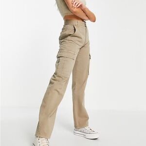 Stradivarius Beige Khaki Cargo Pants